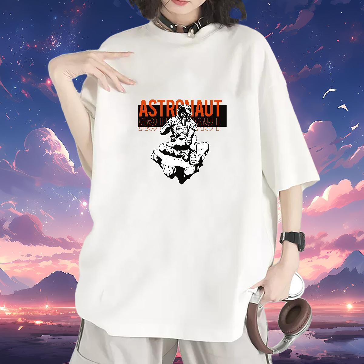 Free Shipping Unisex Tshirts 230g Cotton cosmonaut Spring Summer Womens T Shirts Breathable Oversized Top Tees