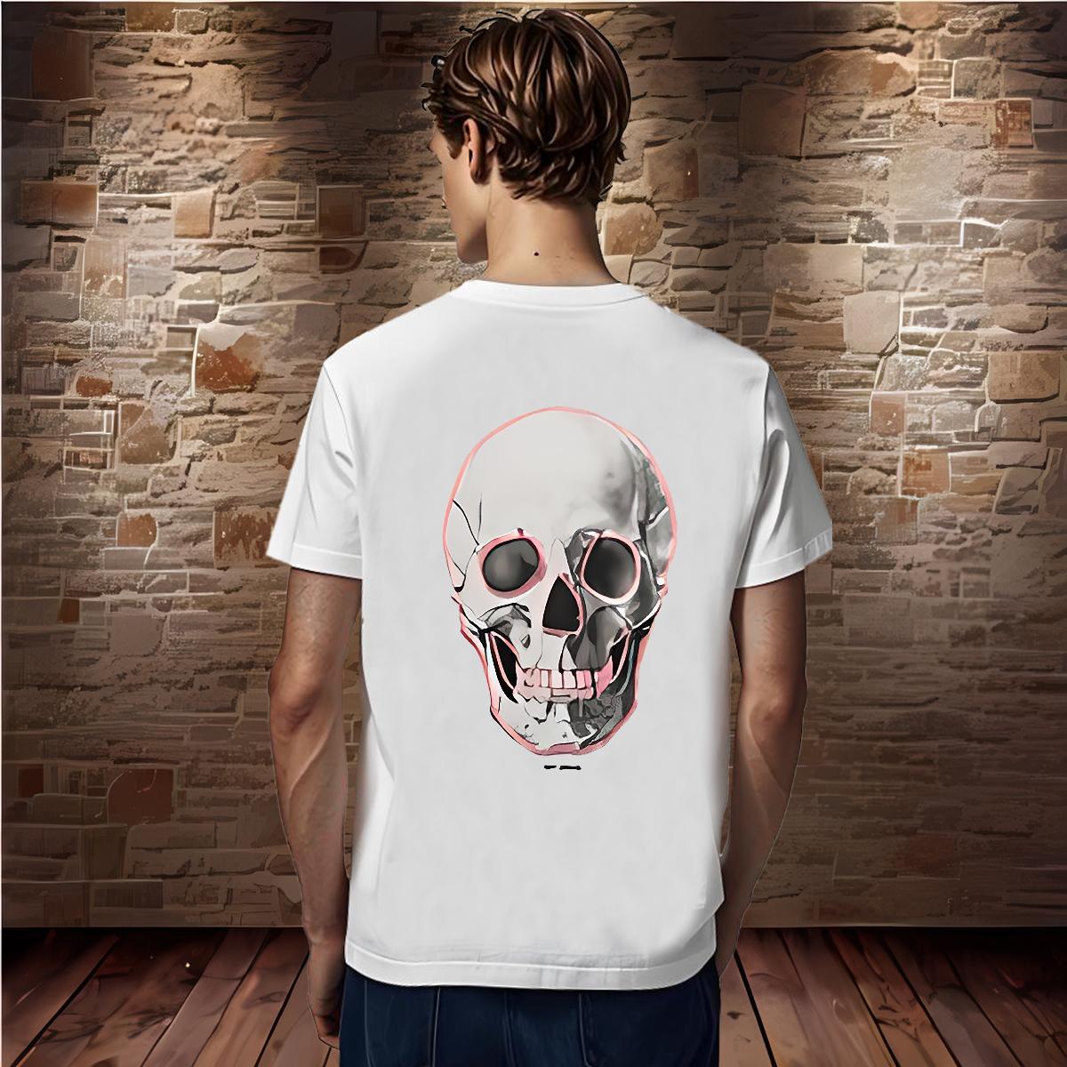 Cool Design T Shirt For Man 230g Cotton skull Daily Outfit Custom Print Oversized Crew Neck Men Tops Tees Classic Casual Tee Shirt