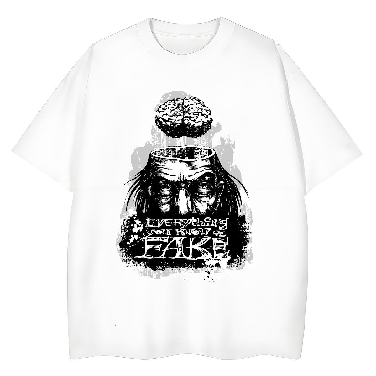 Loose fit Women Tshirts 230g 100% Cotton scary Casual Sport T Shirts Women Crew Neck Anime Oversized Tees Shirts