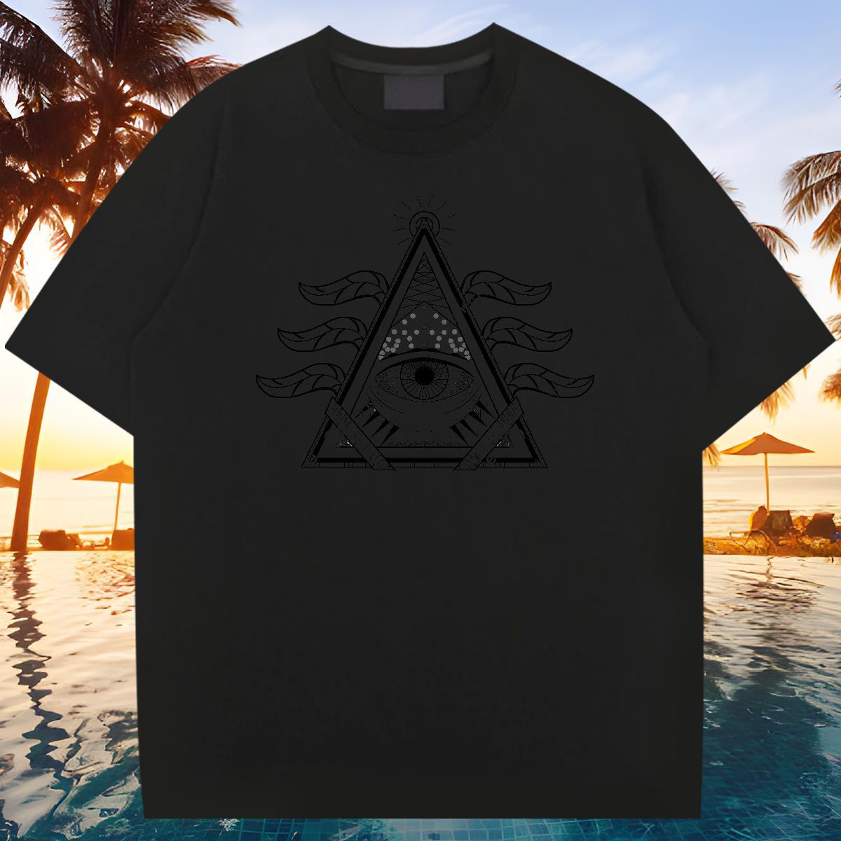 High Quality T-Shirts 100% Cotton 230g eye of the devil Summer Casual Plus Size Cartoon Short Sleeve Soft Men Tshirts Fashion Design Clothes