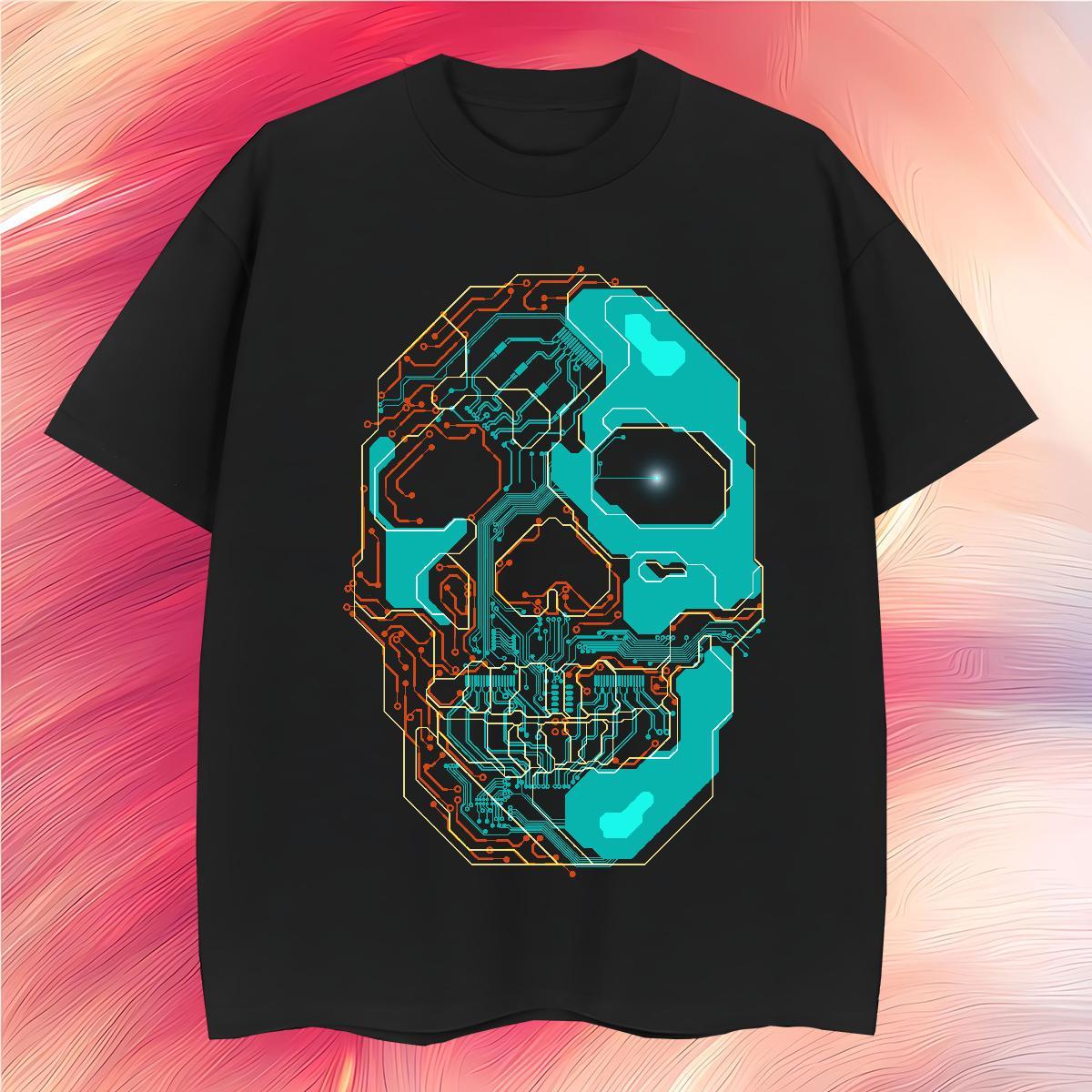 Cool Design T shirt 230g 100% Cotton skull Outdoor Black White Breathable Men Clothes T-Shirt Fashion Casual Tops Tees