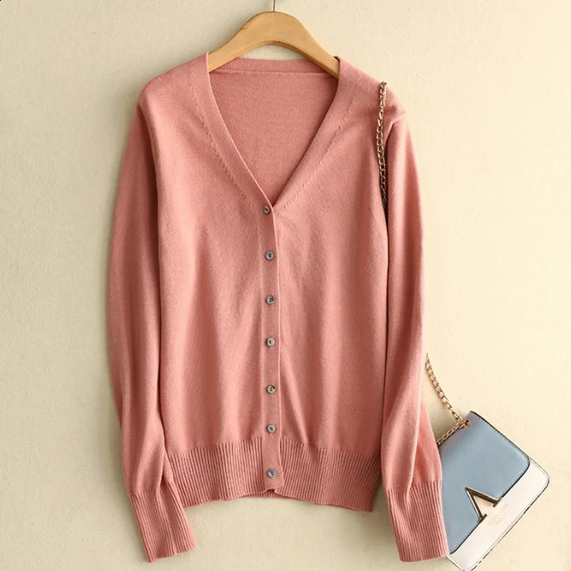 Autumn Women Sweaters Solid Baggy Knitted Tops Lady Mint Green Pink Cardigan Pullover Korean Style Sweaters Long Sleeve Clothes 240824