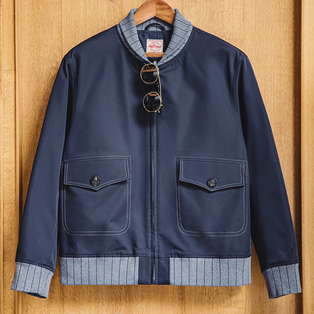 Maden Workwear American Retro A1 Pilot Jacket Bomber Short Contrasting Color Patchwork Baseball Mens Autumn 240824