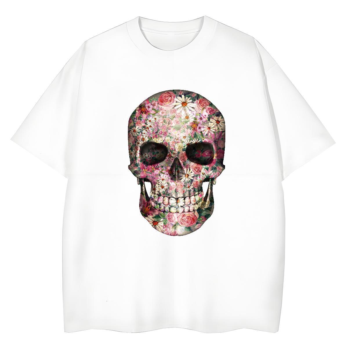 Comfortable Mens T Shirts 230g 100% Cotton skull Casual Daily Wear Plus Size Cartoon Breathable Crew Neck Tshirt for Man Woman Fashion Designer Tee Sh