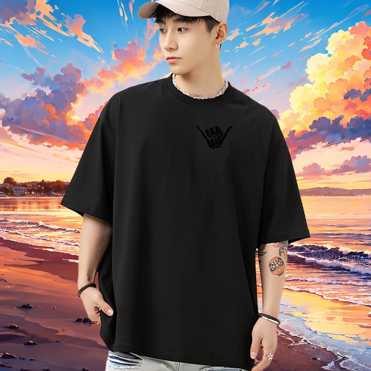 Unisex Men T Shirts 230g 100% Cotton skull Street Wear Custom Printing Pure Cotton Tshirt for Man Woman 2024 Polos