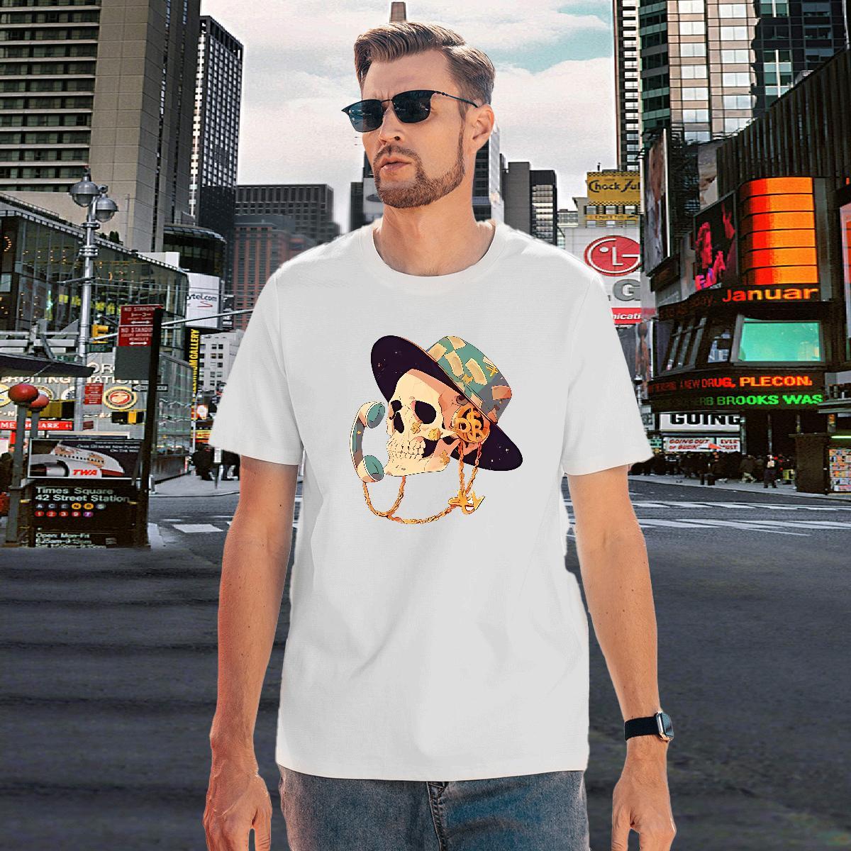 Cool T Shirt For Man 100% Cotton 230g skull Casual Customized Breathable Soft Men Tops Tees Brand Top Tees