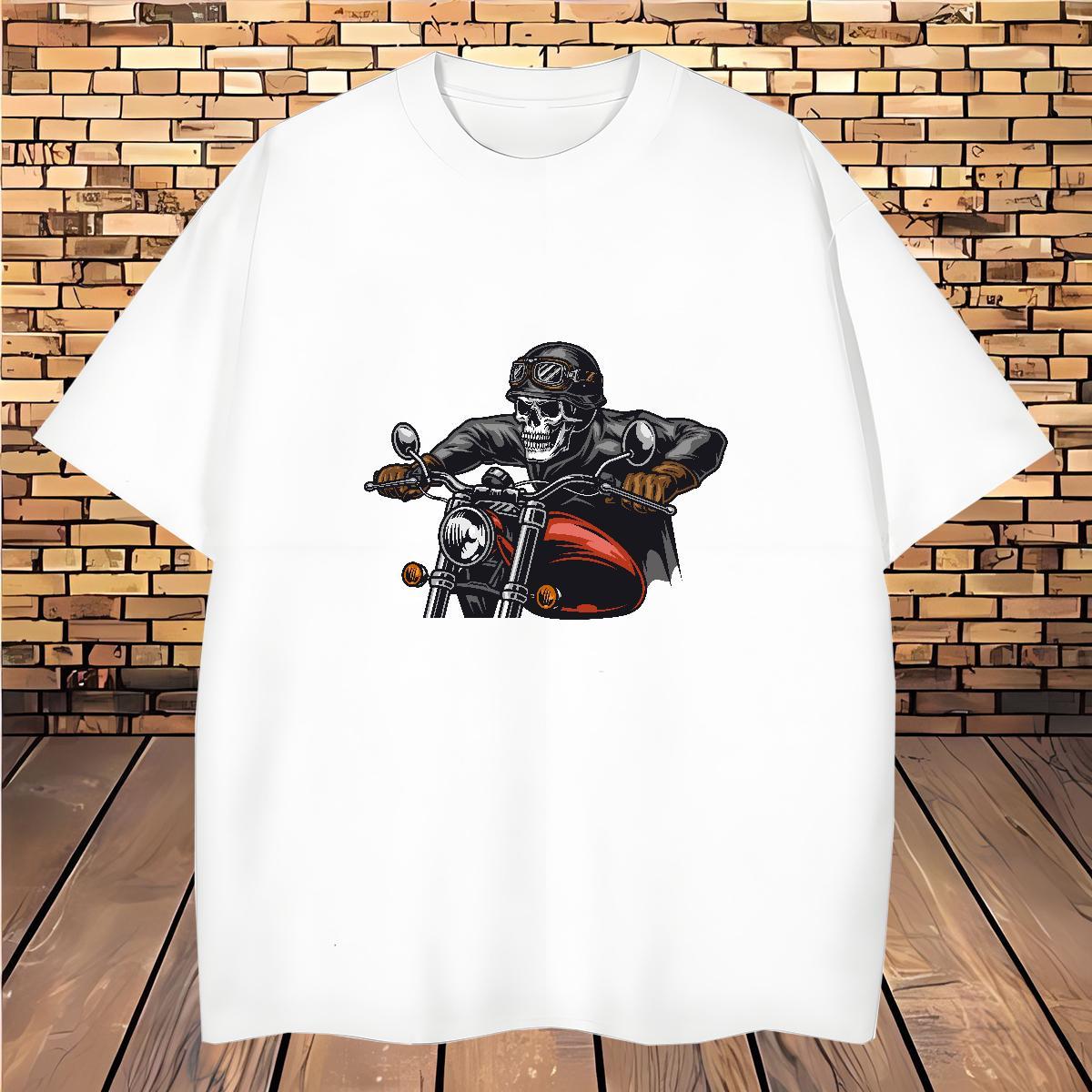 High Quality T Shirt For Man 230g Cotton skull Daily Outfit Black Oversized Short Sleeve Soft Tshirts 2024 Summer Wear