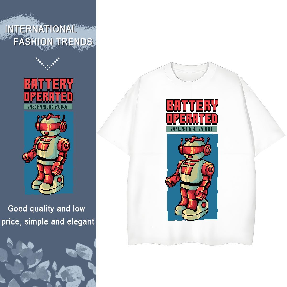Cool T Shirts Men 230g Cotton robot Sports Casual DIY Short Sleeve Soft Tshirt for Man Woman Brand Tee Shirt