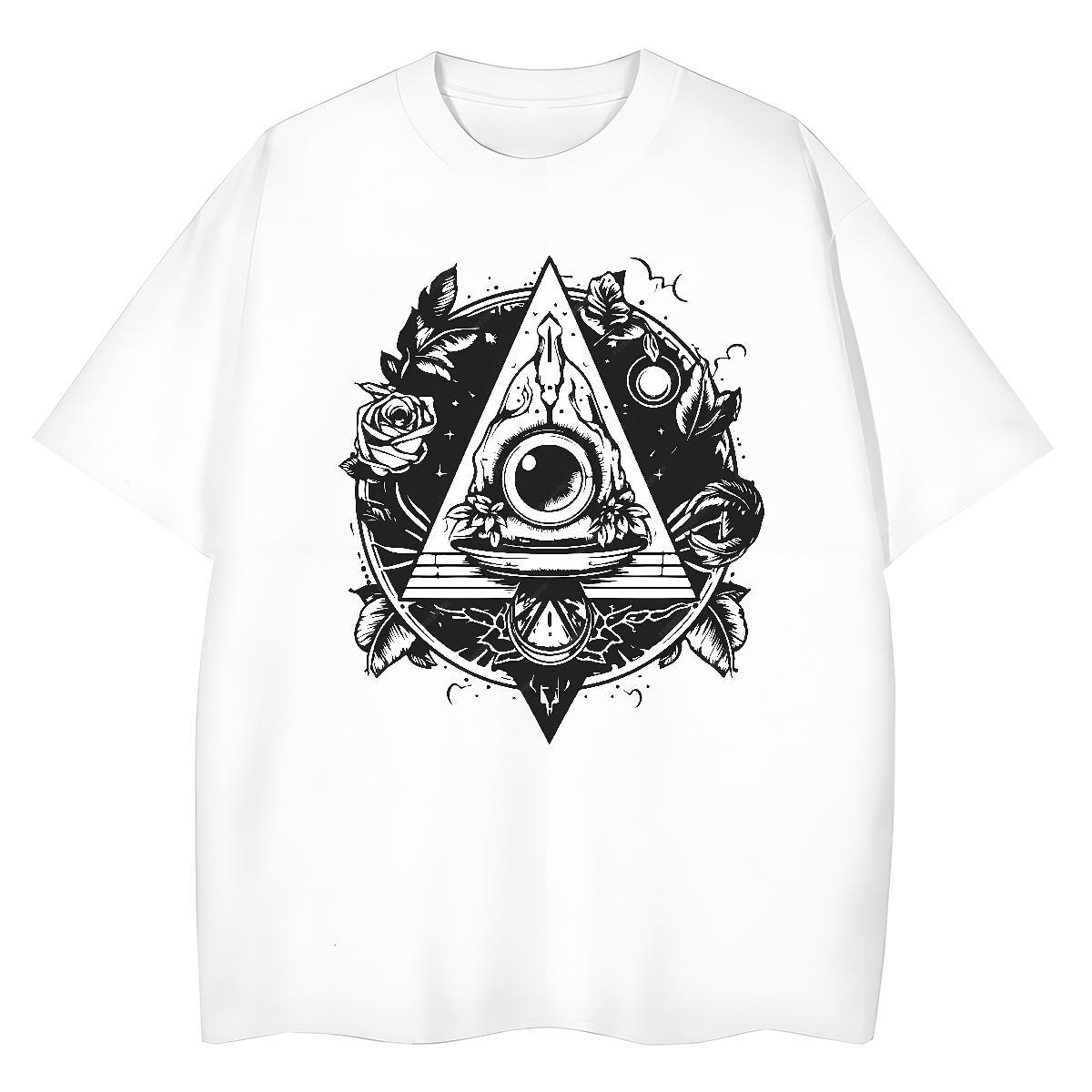 Classic T Shirts Men 230g Cotton eye of the devil Anime Printing Street Custom Printing Breathable Men Tshirts New Arrival Clothings