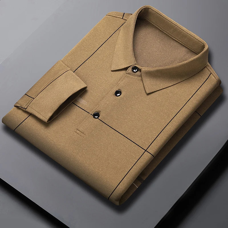 Men Polo Shirt Business Autumn Tshirt Long Sleeve Casual Male Polo Shirt Fit Slim Korean Clothing Button Shirts 240824