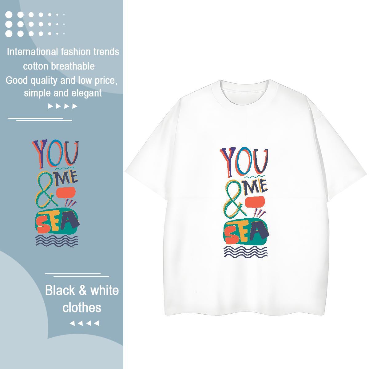 Comfortable Women Tees 230g 100% Cotton letter Daily Wear Womens T Shirts Short Sleeve O-Neck Floral Print Clothes