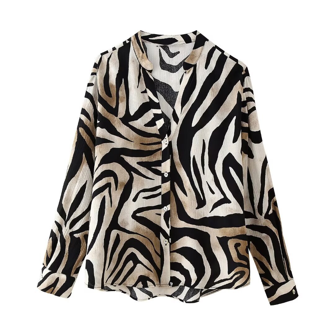 Womens Summer Fashion Leopard Print Shirt+pants Set