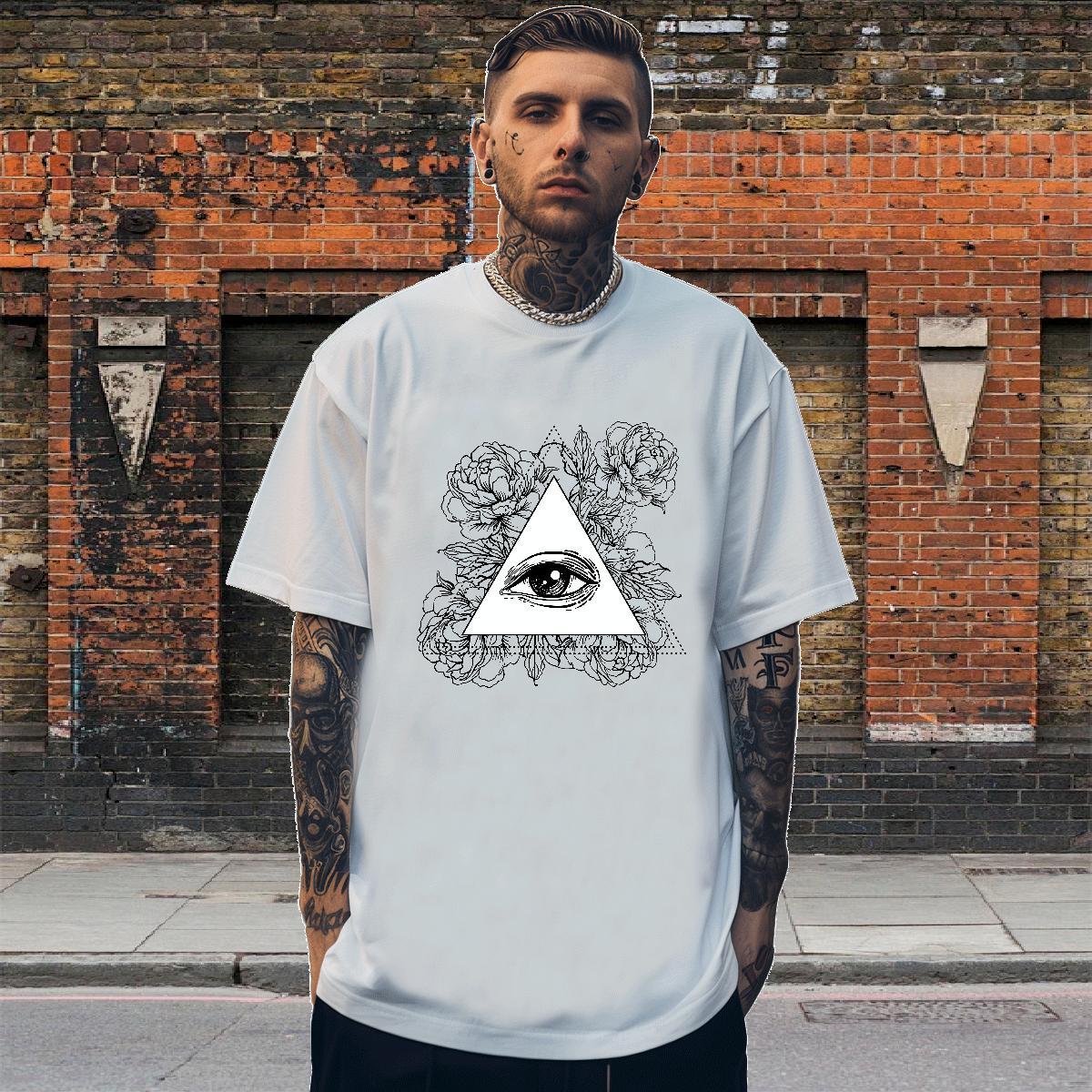 Unisex Man T Shirts 230g Pure Cotton eye of the devil Street wear Hip Hop DIY Printed Round Neck Short Sleeve Couples T Shirts Designer Tees