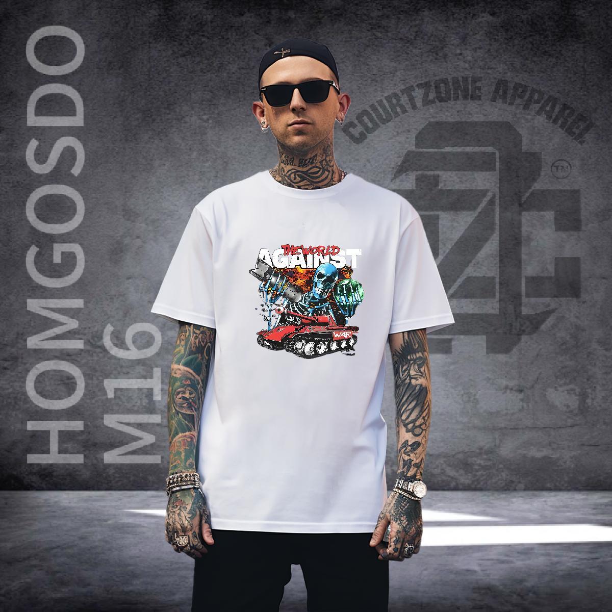 Brand Men T Shirts 230g 100% Cotton skull Street Casual Oversized Breathable Men Tshirts Wholesale Top Tees