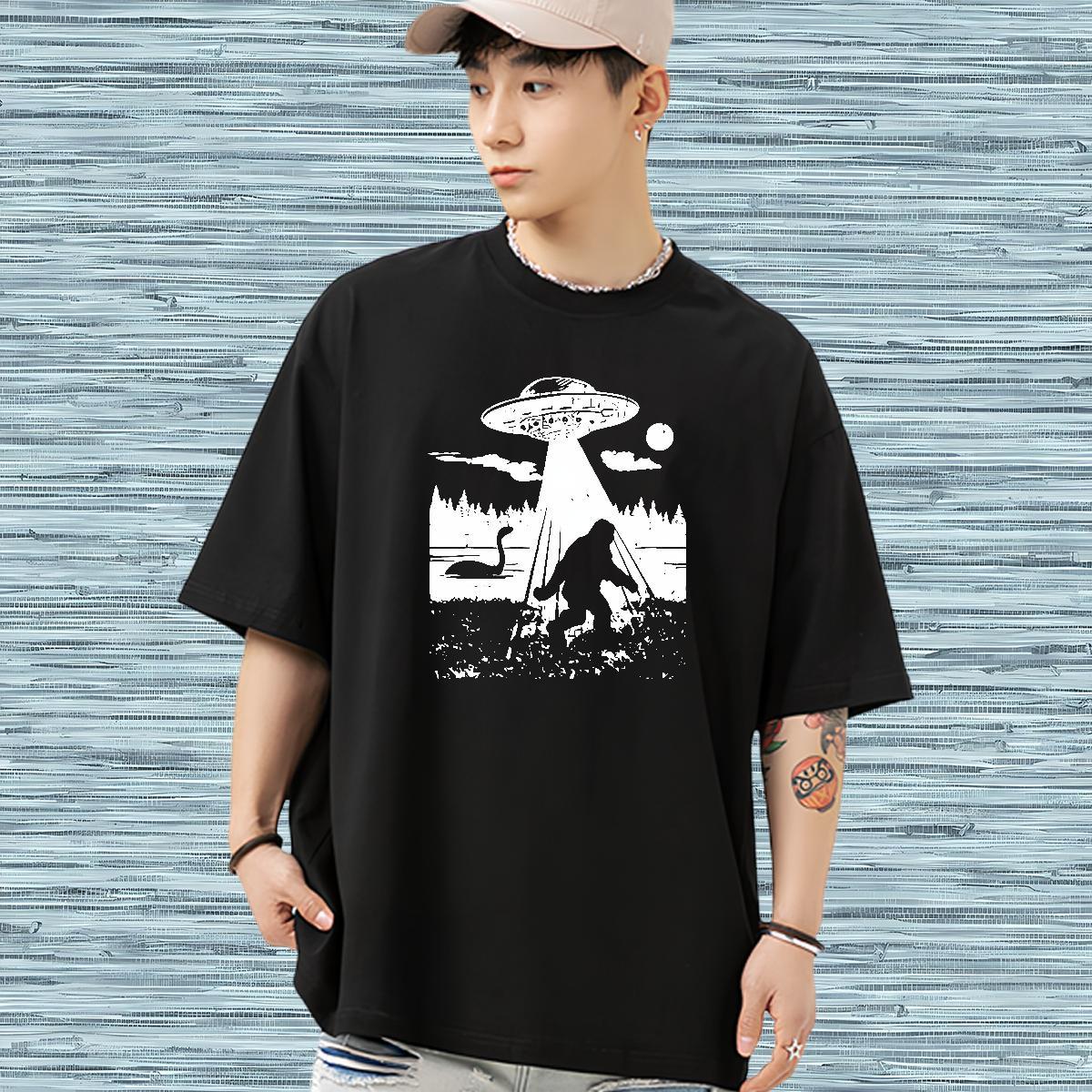 Brand T shirt 100% Cotton 230g UFO Sport Black White Breathable Short Sleeve Couples T Shirts Designer Fashion Clothings