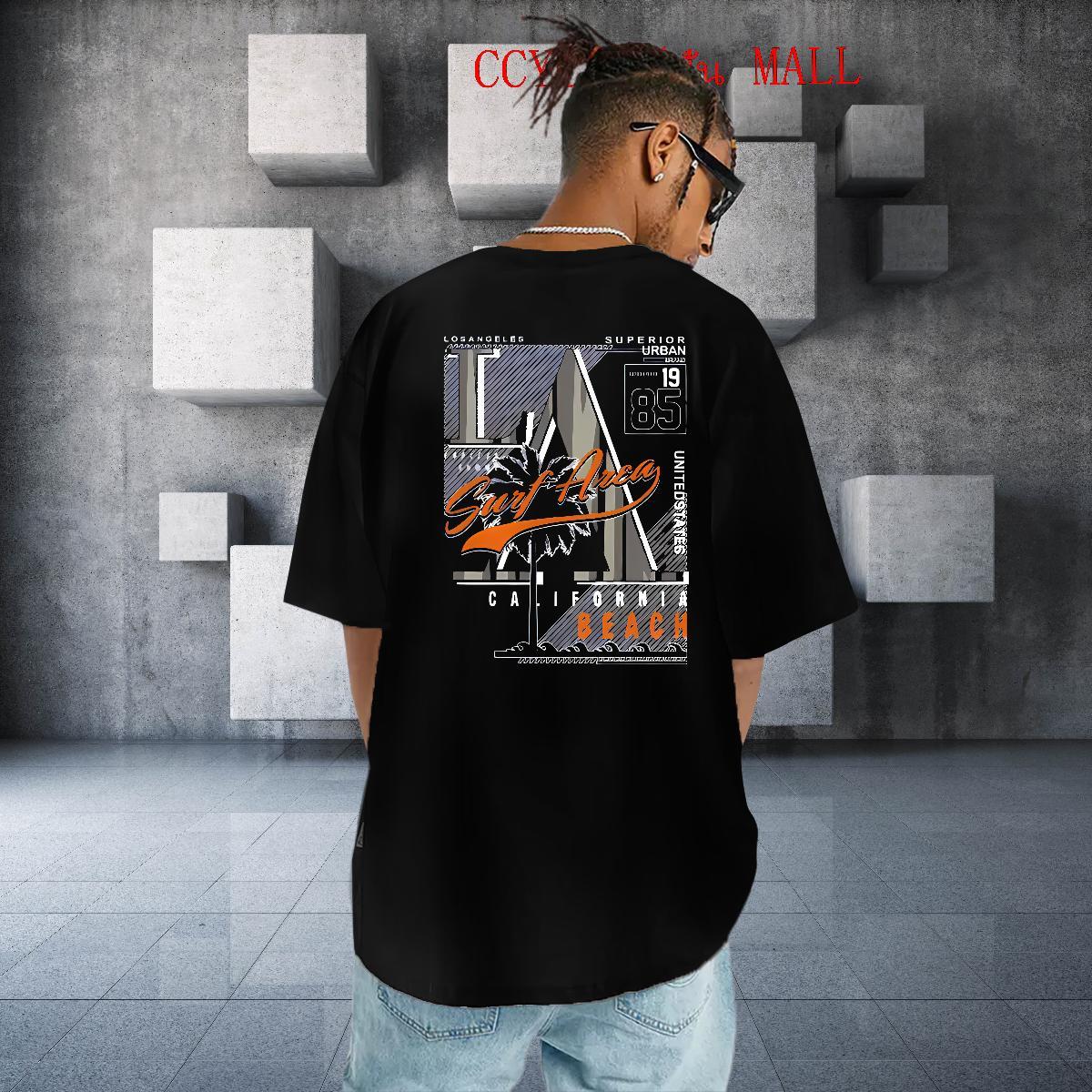 Classic Man T Shirts 100% Cotton 230g letter Beach Custom Anime Crew Neck Breathable Men Tops Tees Free Shipping Wear