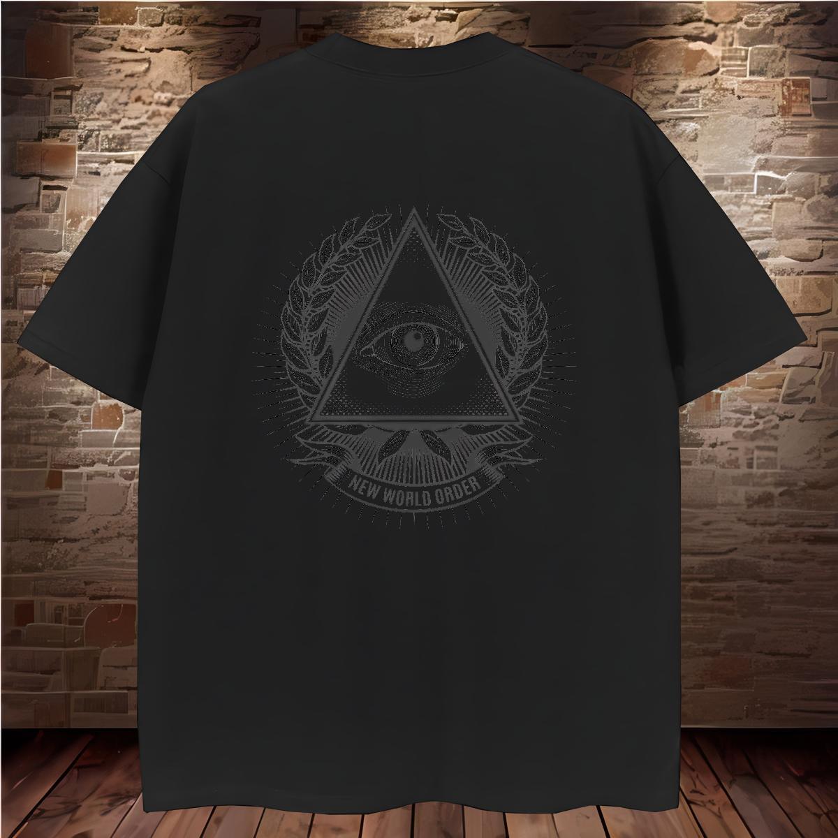 Loose Fit Men T Shirts 230g 100% Cotton eye of the devil Casual Daily Wear DIY Anime Short Sleeve O-Neck Men Tops Tees DIY Customized Tshirts