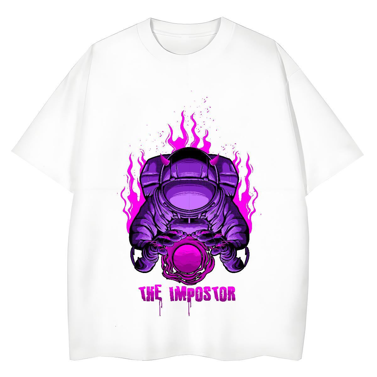 High quality Women Tees 230g Pure Cotton space Hip Hop T-Shirts Round Neck Short Sleeve Cartoon Floral Printing Top Shirts