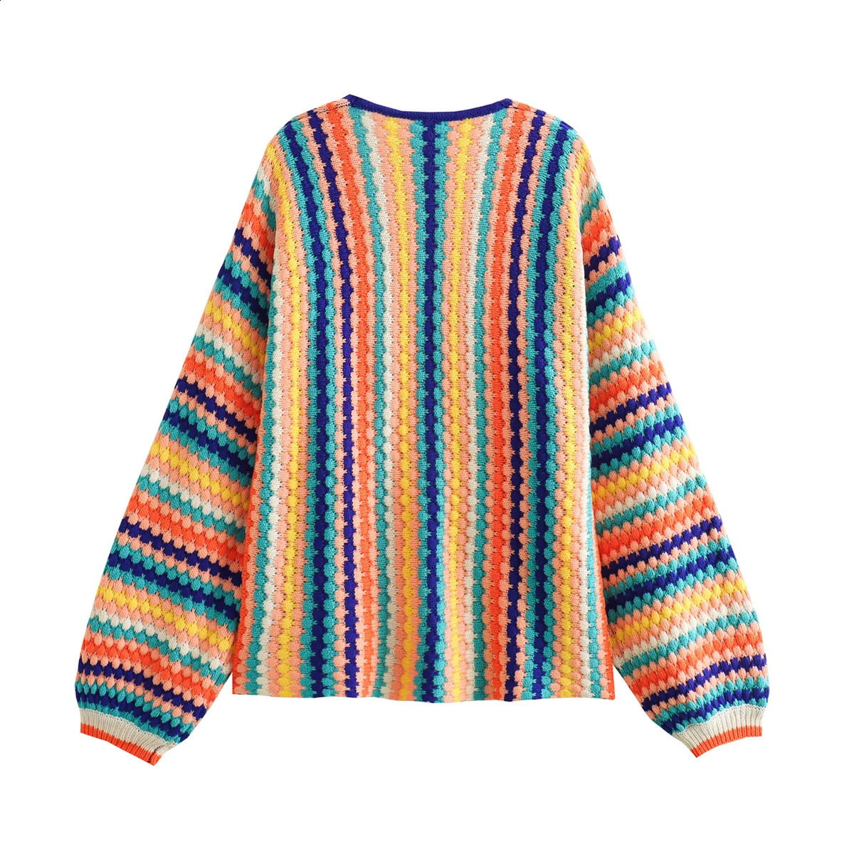 Women Autumn Female Casual Streetwear Long Sleeve Colorful Cardigan Knitted Open Stitch Sweater 240824