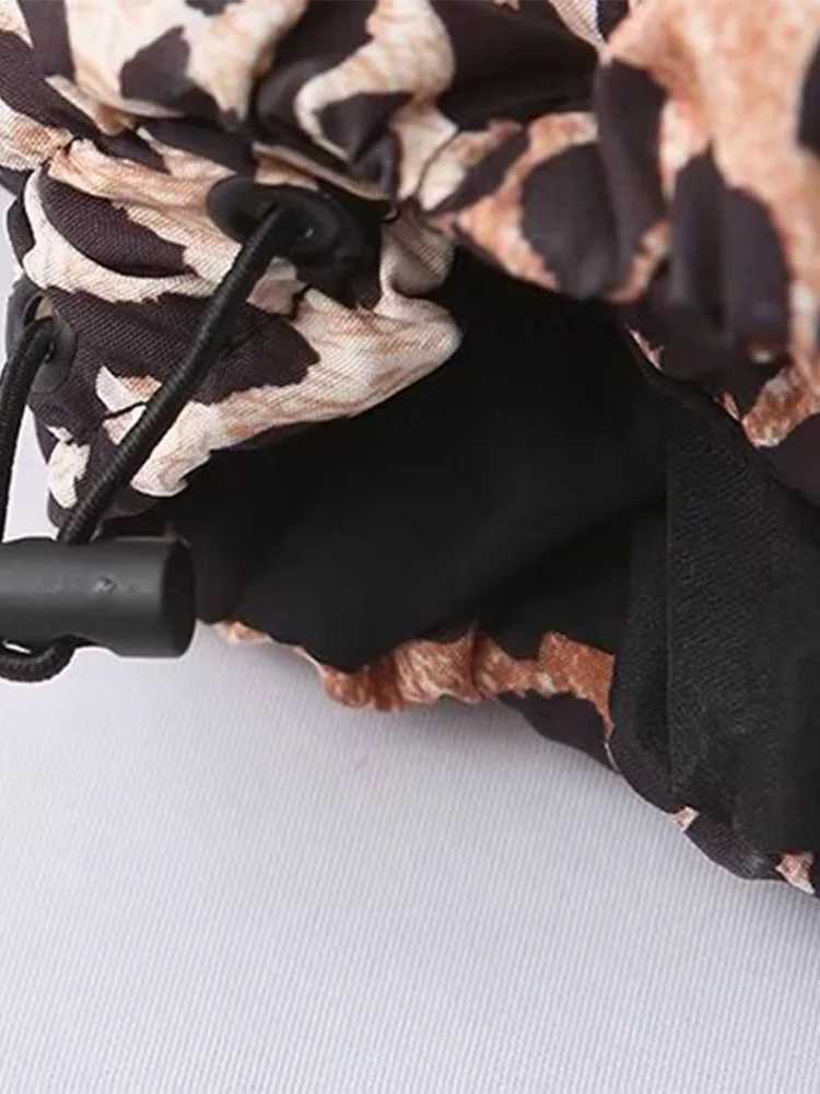 Women's Jackets Women Chic Leopard Print Cropped Zipper Cotton Jacket Elegant Stand Neck Long Slves Coats 2024 Winter Fashion High Strtwear Y2408