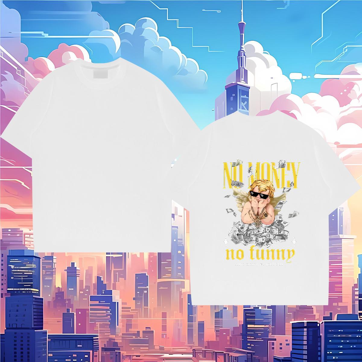 Popular T Shirt For Man 100% Cotton 230g money Casual Daily Wear DIY Printed Breathable Short Sleeve Men Tshirts Wholesale Tees