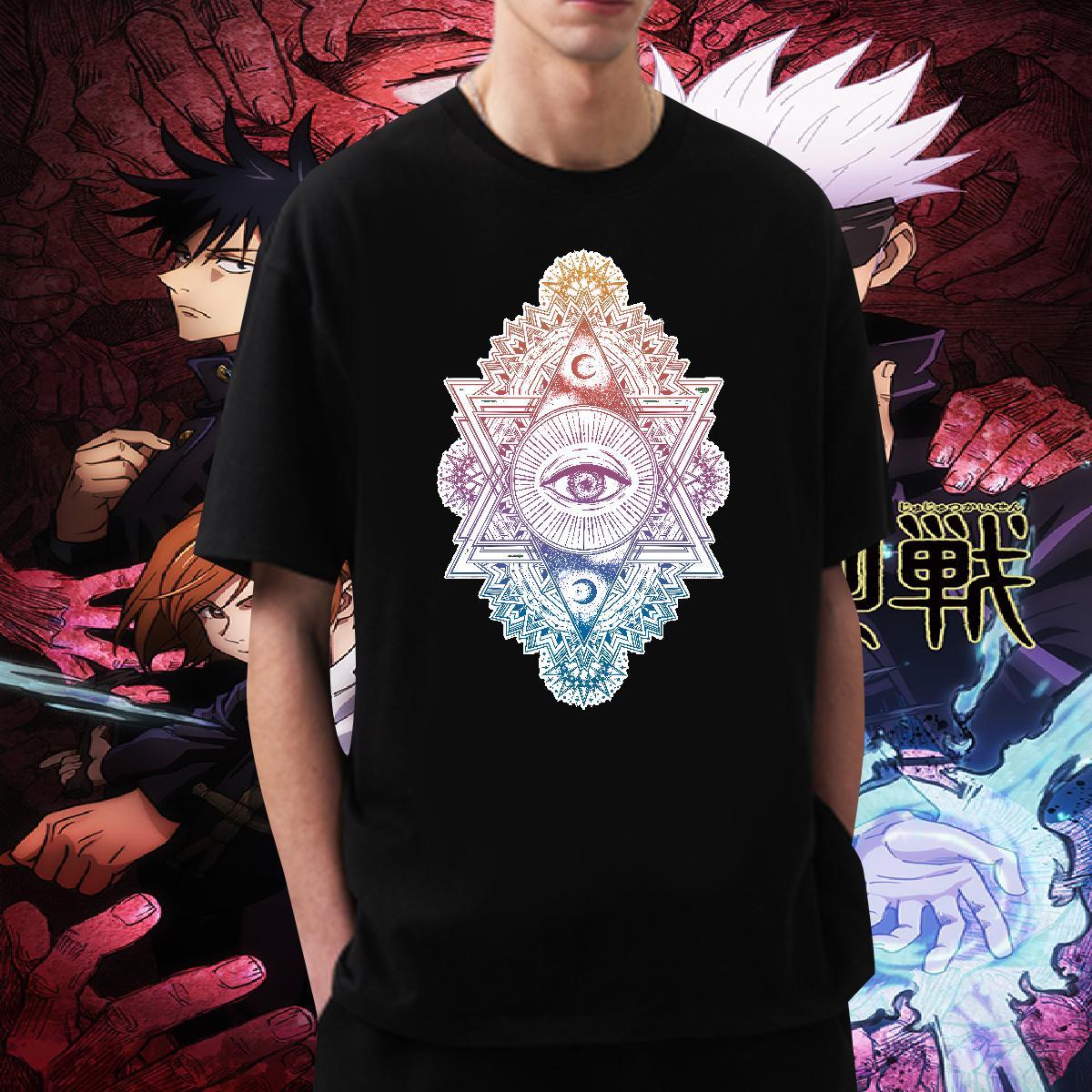Free Shipping T Shirts Men 100% Cotton 230g eye of the devil Casual Daily Wear Cartoon Print Breathable Soft Men Tops Tees 2024 New Clothes