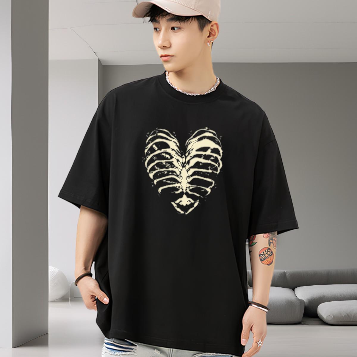 Comfortable T-Shirts 230g Pure Cotton skull Sport Customized Print Breathable Crew Neck Couples T Shirts 2024 Designer Tees