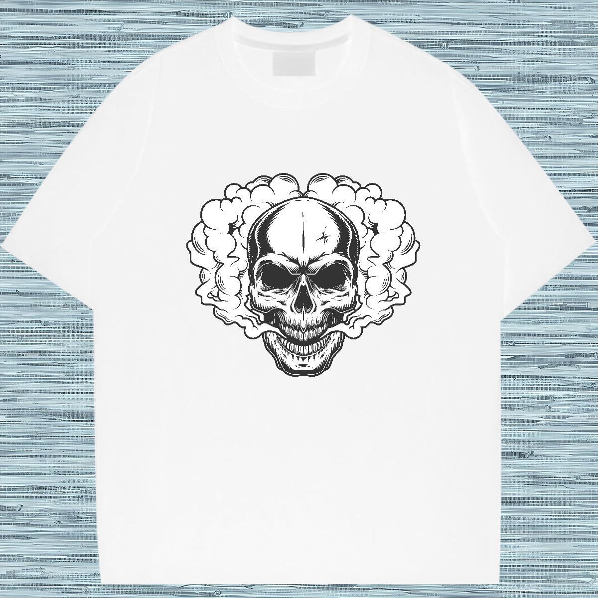 Designer Mens T Shirts 230g Pure Cotton skull Casual Beach Anime Print Round Neck Short Sleeve Tshirts Factory Direct Tees Shirts