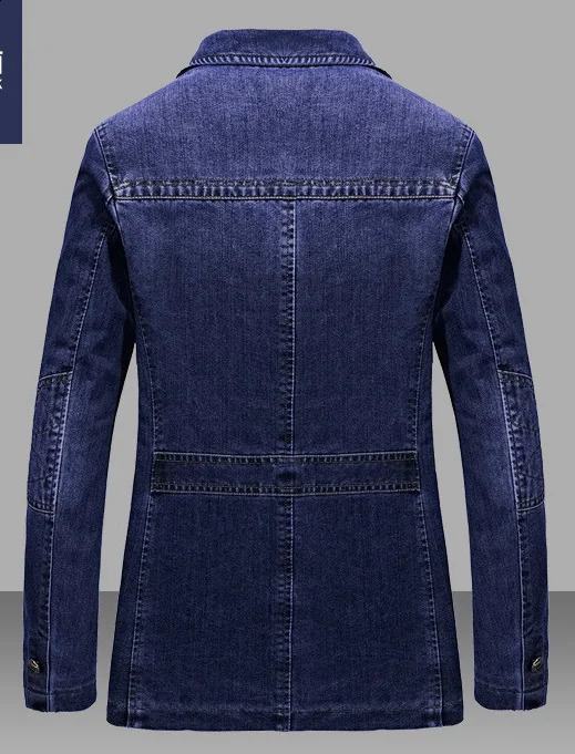 High quality mens denim jacket lapel three button 240824