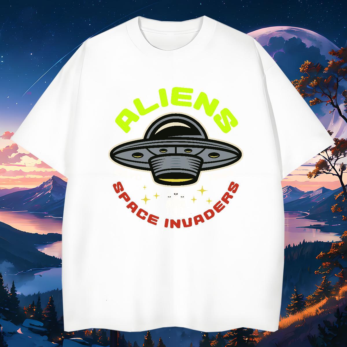 Classic Mens T Shirts 230g 100% Cotton UFO Casual Daily Wear DIY Logo Oversized Breathable Short Sleeve Men Tops Tees Designer Top Tees