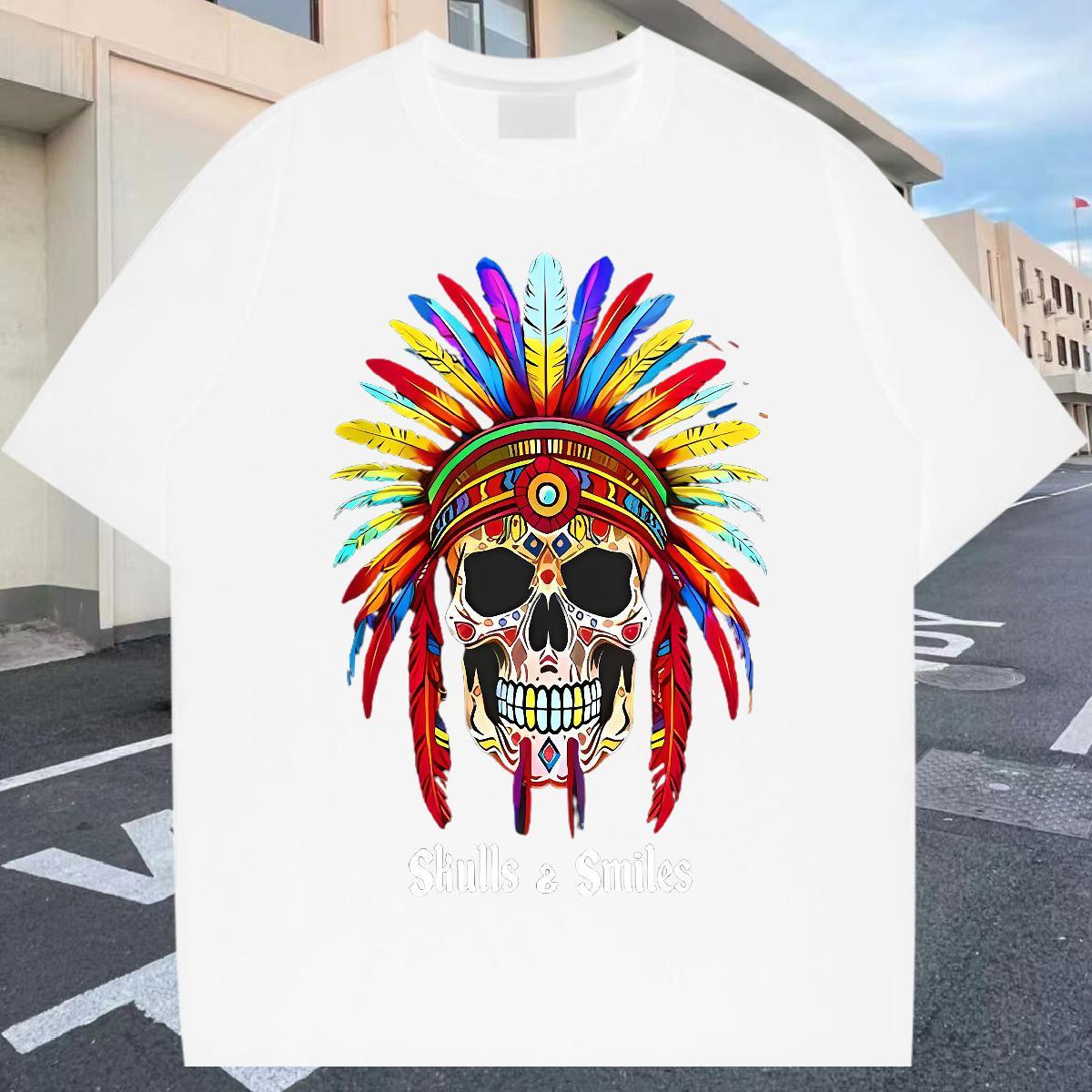 Cool Design T Shirt For Man 230g Pure Cotton skull Summer Casual Custom Printed O Neck Short Sleeves Men Tops Tees Designer Fashion Wear