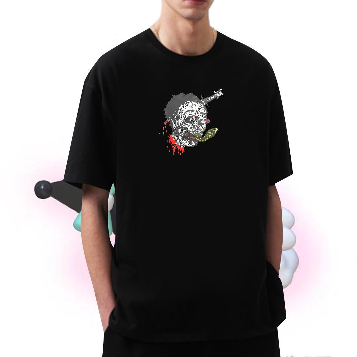 Designer Mens T Shirts 230g Pure Cotton skull Home Outdoor Custom Cartoon Round Neck Short Sleeve Men Tops Tees Wholesale Tops Shirt
