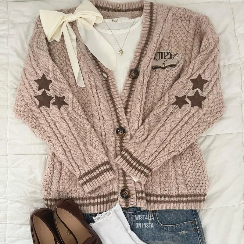 Size S-3XL Fashion Solid Casual Grey Tops Sweater Women Autumn Warm Knitted V-neck Long Sleeve Womens Beige Cardigans Coat 240824