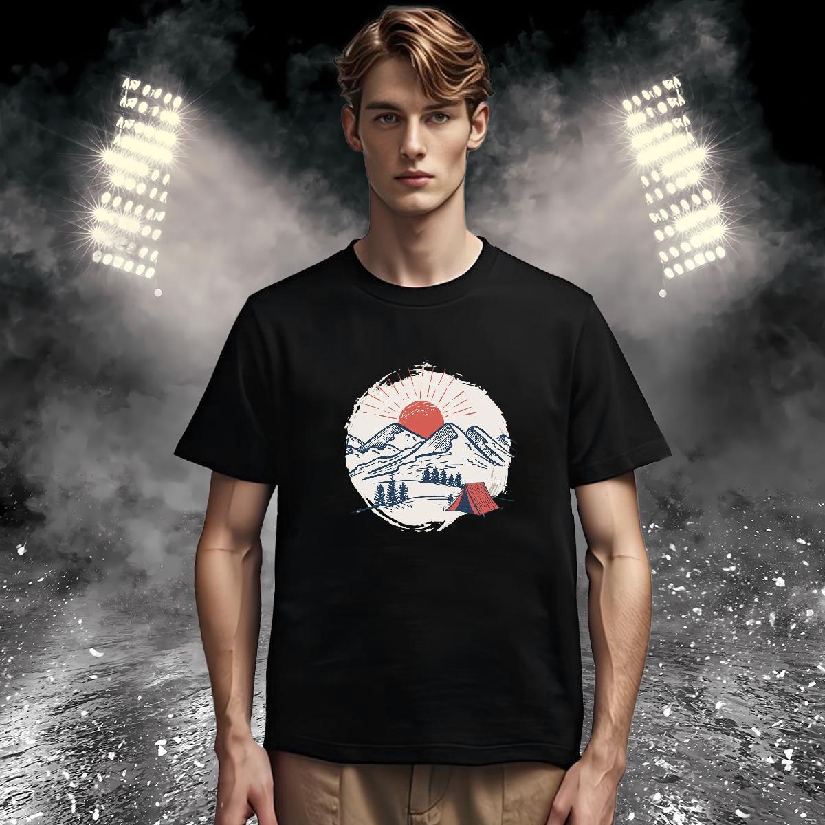 Popular T-Shirts 230g Pure Cotton mountains Hip Hop Street Customized Print Breathable Couples T Shirts DIY Polos