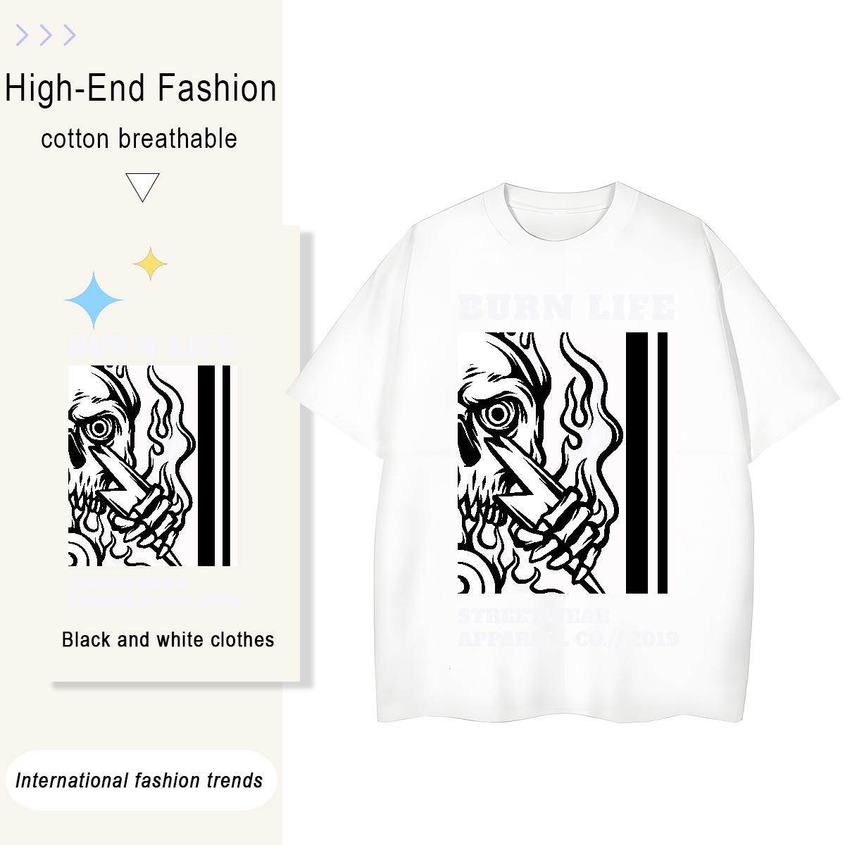 Cool Man T Shirts 230g Cotton skull Summer Casual DIY Breathable Crew Neck Men Tshirts New Top Tees