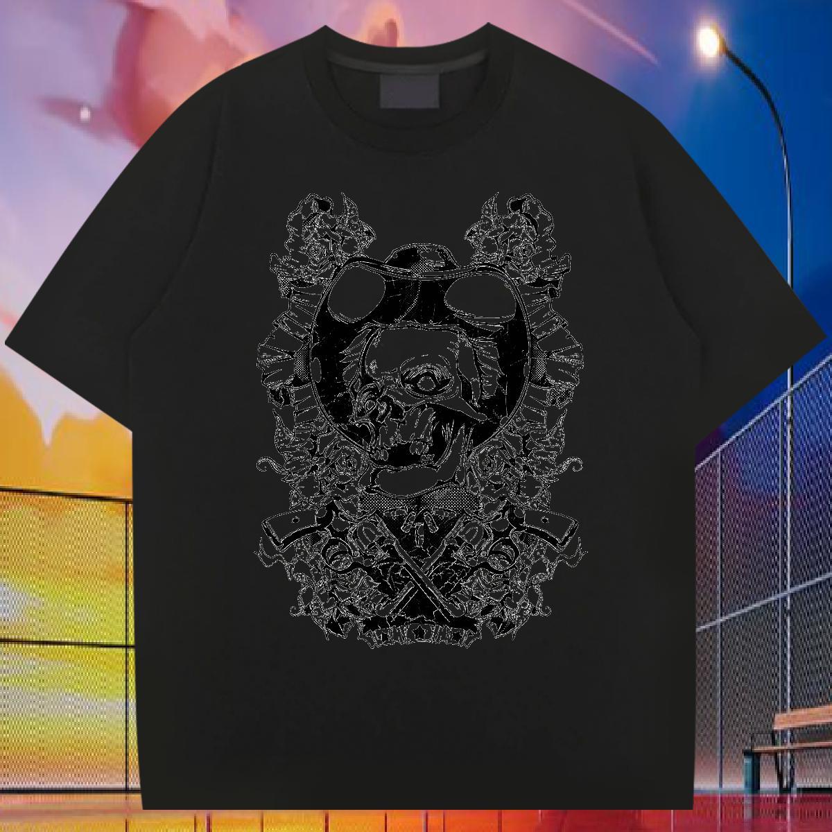 Popular T-Shirts for Men 230g 100% Cotton skull Beach Skull Breathable Crew Neck Men Tshirts 2024 Clothes
