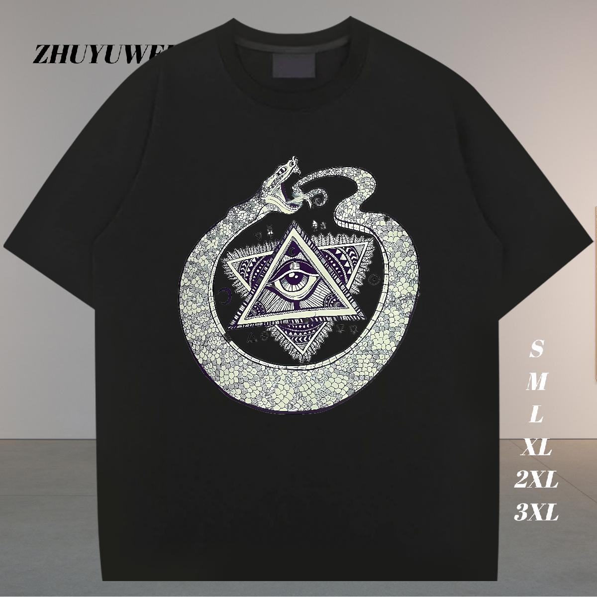 Comfortable T Shirts Men 100% Cotton 230g eye of the devil Casual Beach DIY Crew Neck Mens Tshirts Factory Direct Clothings