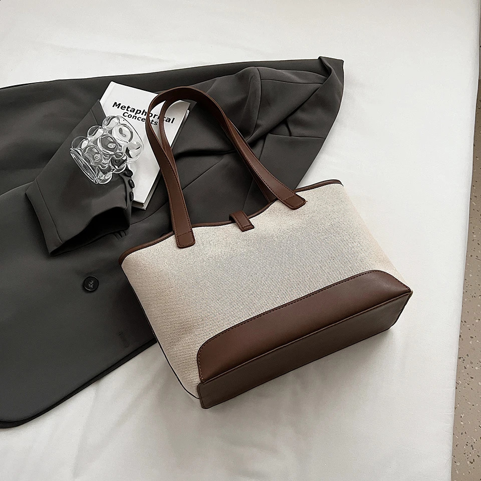 1 piece travel leisure large capacity womens bag fashion shoulder work commute canvas Tote y240828