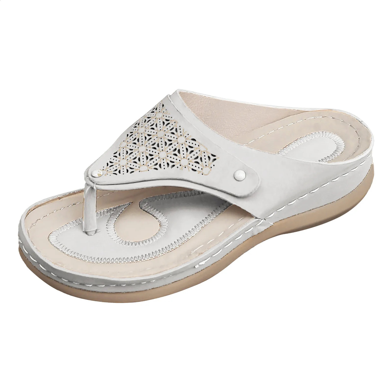 Fashionable womens summer solid wedge breathable sliding open sole comfortable beach shoes 240823