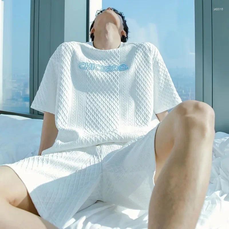 Trendy Summer T-shirt Set Casual Sports Short Sleeves 2-piece Fashionable Male Matching Clothes Stylish