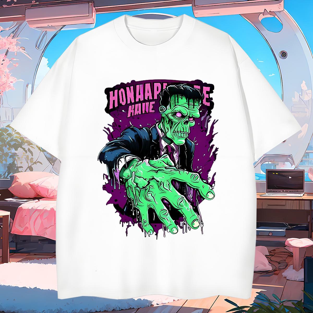 TOP Quality T Shirts Men 100% Cotton 230g skull Beach DIY Printed Breathable Short Sleeve Mens Tshirts Stylist Tees Shirts
