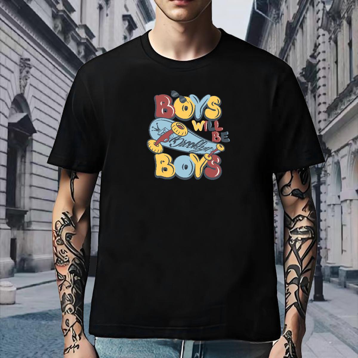 Loose Fit T Shirt For Man 230g 100% Cotton letter Daily Outfit Custom Anime Crew Neck Breathable Tshirt for Man Woman 2024 DIY Tshirts