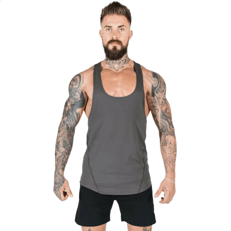 mens gym clothing vest casual vest summer fitness exercise underwear elastic quick drying sleeveless 240824 - view 3