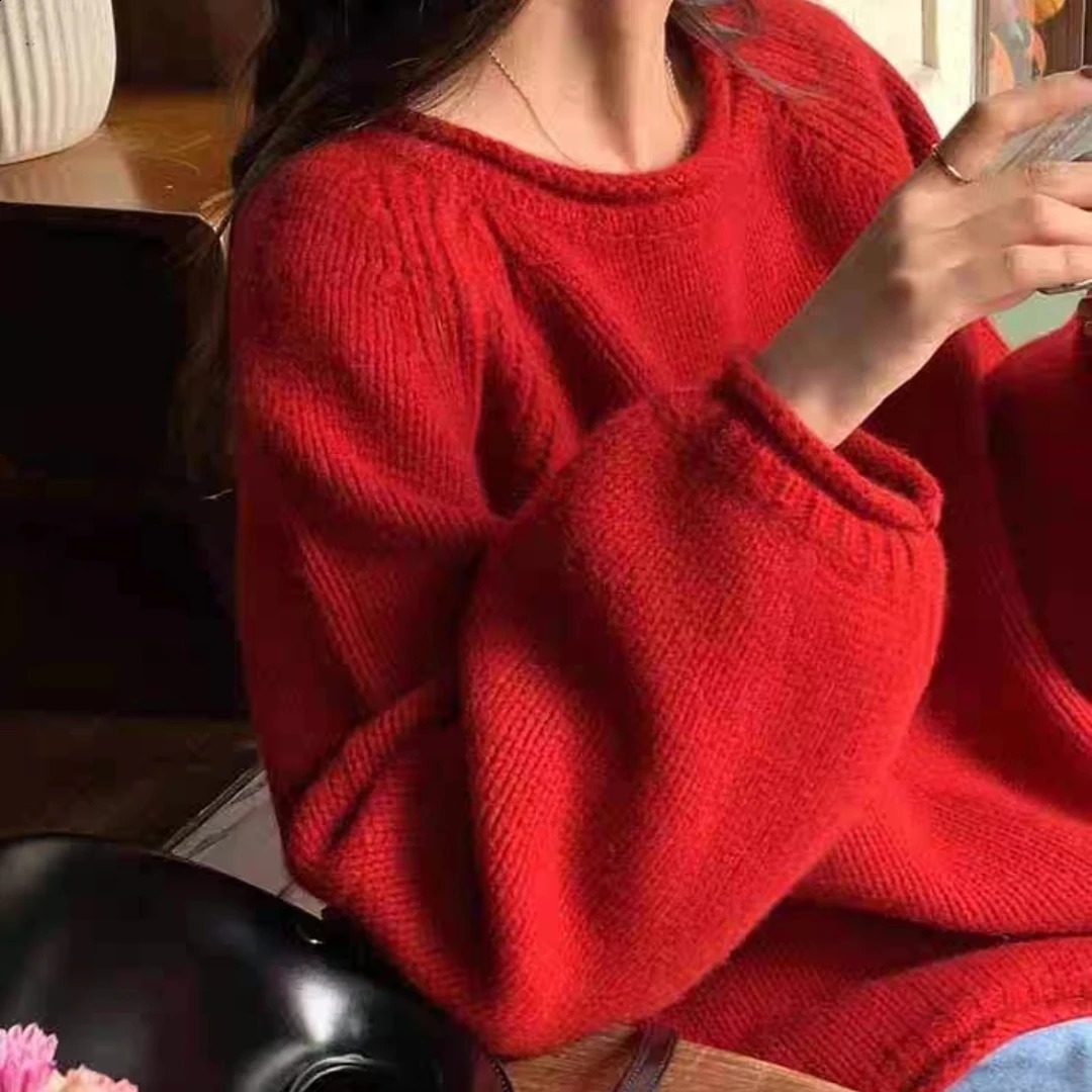 Fashion Harajuku Loose Long Sleeve Women Sweater Autumn Winter Jumpers Knitwear Soft Warm Chic Solid Femme Sweater Pullover Tops 240824
