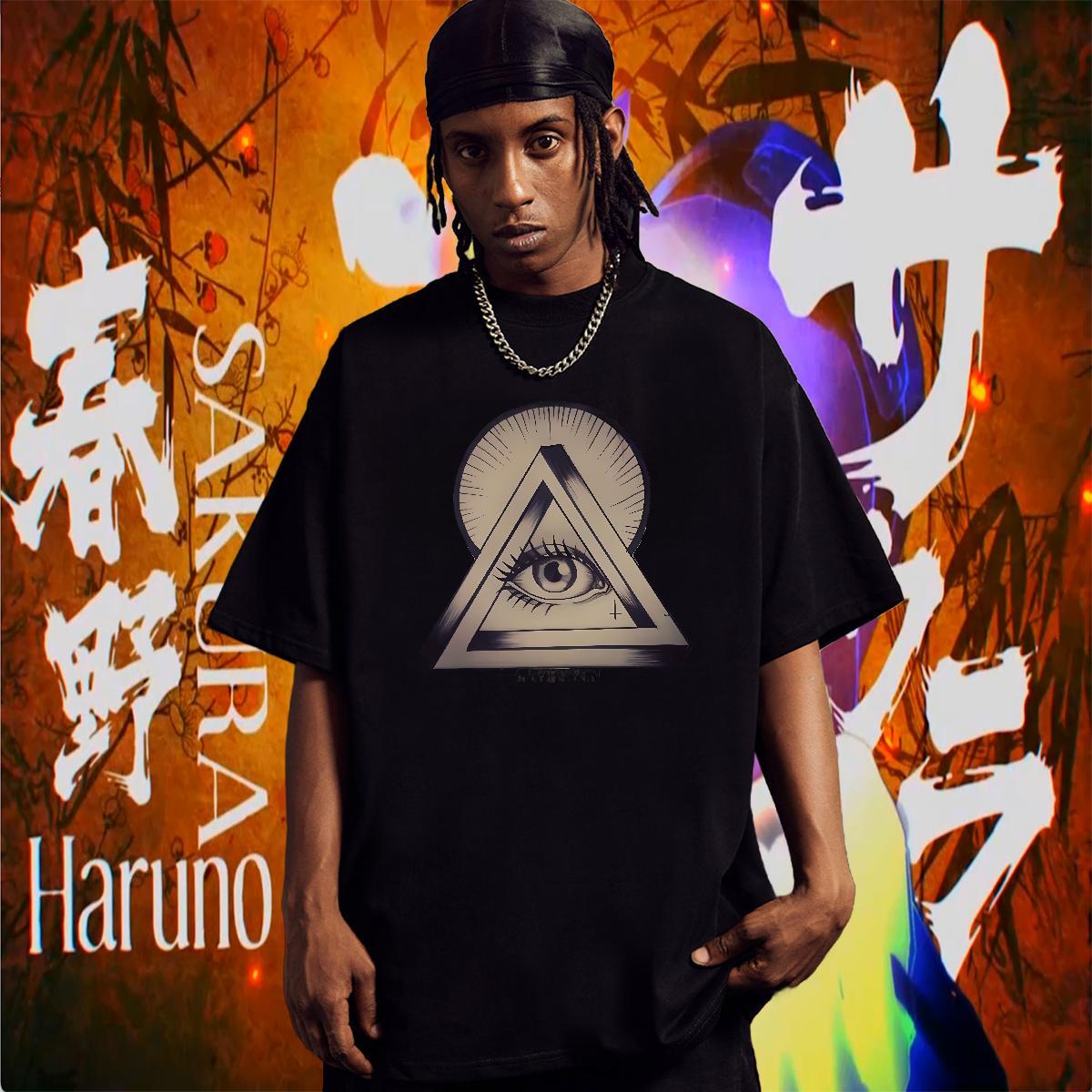 Comfortable Men T Shirts 100% Cotton 230g eye of the devil Street Custom Big Size Short Sleeve Soft Men Tees Fashion Tops Shirt