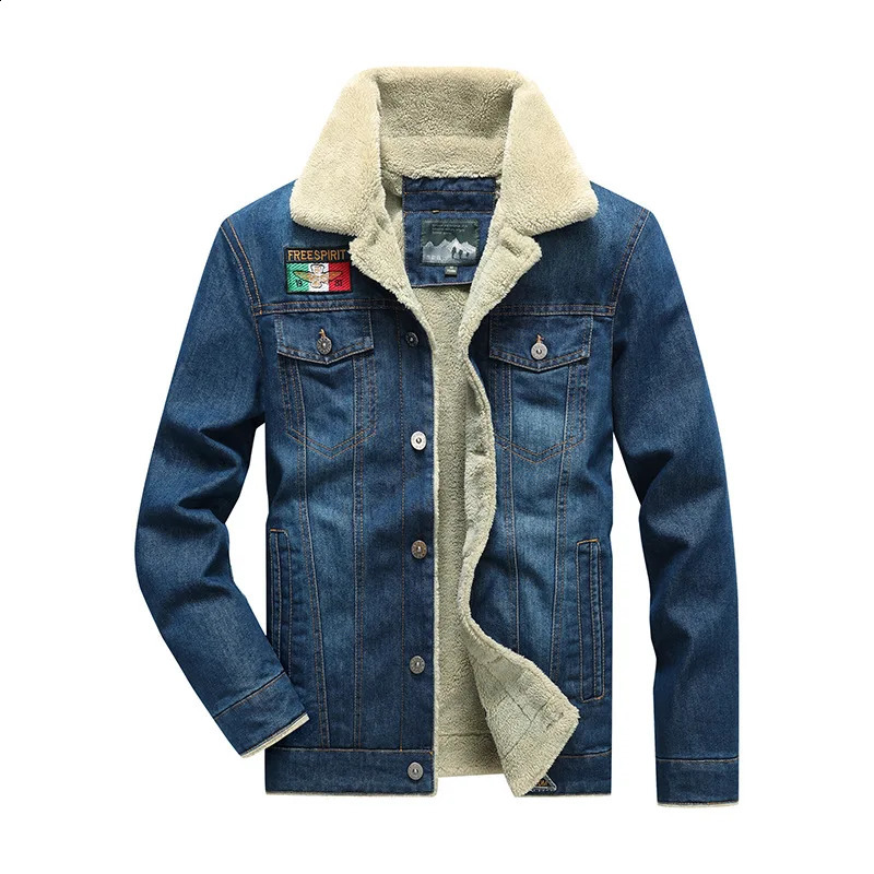 Plus Size 7XL Thick Warm Winter Denim Jacket Mens Windproof Wool Coat Jeans Clothing 240824