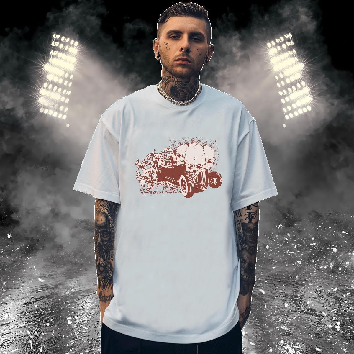 TOP Quality T shirt 230g 100% Cotton skull Casual Daily Wear White Plus Size Breathable Crew Neck Tshirts Classic Clothings