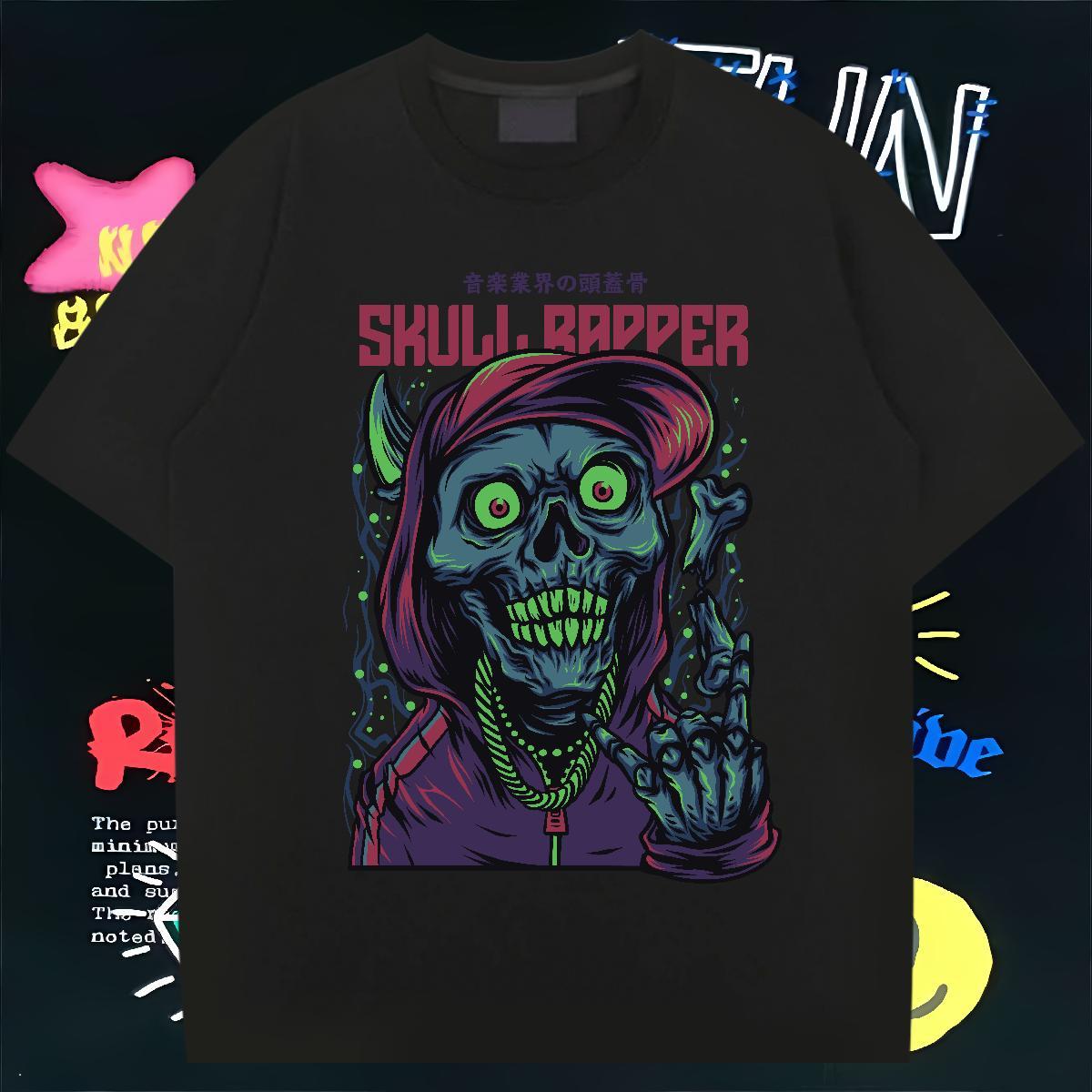 Designer T-Shirts for Men 100% Cotton 230g skull Summer Casual Cartoon Printing L-4XL O-Neck Short Sleeve Men Tshirts Factory Direct Top Tees