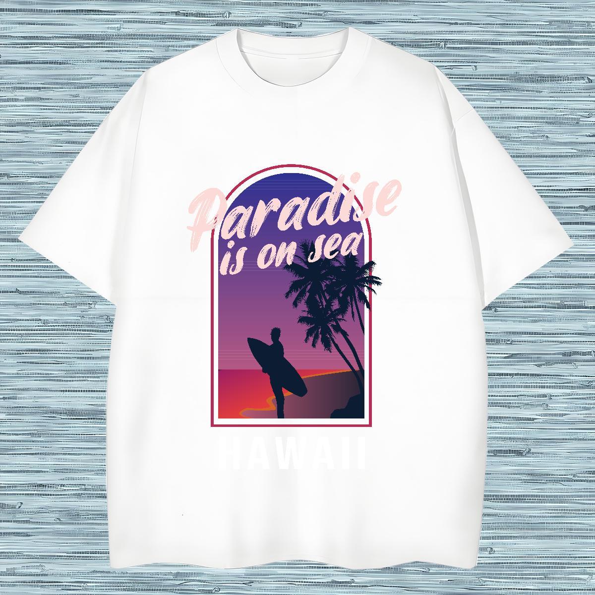 Free Shipping T Shirt For Man 230g Cotton wave Daily Outfit Custom Print Oversized O Neck Short Sleeves Couples T Shirts Classic Casual Clothes