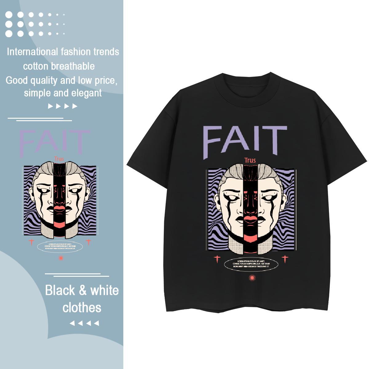 Soft Unisex Tshirts 230g Cotton Western style Sports Casual T Shirt For Woman Comfortable Anime Print Polos
